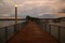 Lantern on a landing stage - idyllic mood on a beautiful lake in canada