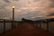 Lantern on a landing stage - idyllic mood on a beautiful lake in canada