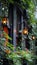 Lantern lit courtyard oasis traditional charm with lush greenery and colorful flowers