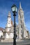 Lantern, Matthias Church and the plague column in the Buda castle