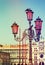 Lantern over Clock Tower in Venice.