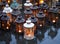 Lantern resting on the road during the votive prayer ceremony in