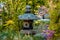 Lantern statue at the entrance of the japanese gardens in Grand Rapids Michigan