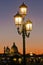 Lantern at twilight in Venice, Santa Maria della Salute in background