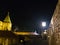 Lantern on a wall at night in front of a church, Kalemegdan fortress in Belgrade