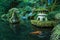 A Lantern and Waterfall in the Portland Japanese Garden