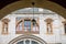 Lantern on window background. Details. Church of the Assumption of the Blessed Virgin Mary in Krakow, Poland