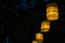 Lantern in the yard, night and warm light, hanging lanterns