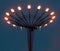 Lanterns burning on a pole at night in the park