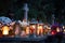 Lanterns and candles on the grave devoted to All Souls Day