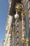 Lanterns at the entrance to the  historic building Singer House on Nevsky Prospect of St. Petersburg  against the  sky