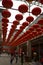 Lanterns hanging on a long corridor in chinese Spring Festval