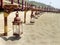 Lanterns beside the wooden walk of the beach