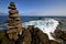 In lanzarote coastline froth rock stone