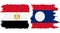 Laos and Egypt grunge flags connection vector