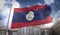 Laos Flag 3D Rendering on Blue Sky Building Background