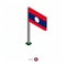 Laos Flag on Flagpole in Isometric dimension