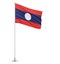 Laos flag on a flagpole white background 3D illustration