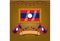 Laos Flags On Frame Wood, Label