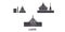 Laos flat travel skyline set. Laos black city vector illustration, symbol, travel sights, landmarks.