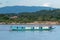 Laos transportation boat on Khong river in Golden triangle,Thailand.