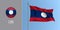 Laos waving flag on flagpole and round icon vector illustration
