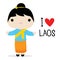 Laos Women National Dress Cartoon Vector