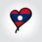 Laotian flag heart-shaped hand drawn logo. Vector illustration.