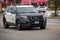 A LAPD Traffic patrol vehicle sits in the middle of the road at a traffic accident investigation