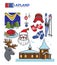 Lapland tourist travel and famous tourist culture symbols vector isolated icons set