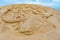 Lappeenranta, Finland, July 26, 2022: Sand sculptures in Finnish