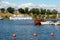 Lappeenranta. Finland. White boat and yachts