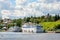 Lappeenranta. Finland. White boats on Saimaa Lake