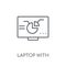 Laptop with Analysis linear icon. Modern outline Laptop with Ana