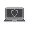 Laptop antivirus program glyph icon