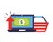 Laptop basket banknote upload online shopping