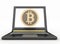 Laptop with a bitcoin icon. Online shopping consept