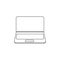 Laptop black outline icon. Personal laptop computer. Simple vector illustration isolated on white background.