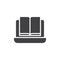 Laptop and book vector icon