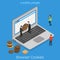 Laptop browser cookie internet technology flat isometric vector