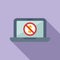 Laptop cancel payment icon flat vector. Card error