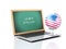 Laptop with chalkboard. Learn English concept. 3d illustration