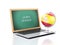 Laptop with chalkboard with learn spanish text. 3d illustration