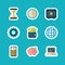 laptop chart piggy bank clock box calculator finance icons flat design