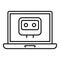 Laptop chatbot icon, outline style