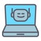 Laptop chatbot icon, outline style