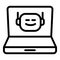 Laptop chatbot icon, outline style