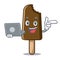 With laptop chocolate ice cream character cartoon