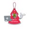 With laptop christmas tag hanging isolated with cartoon