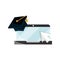 Laptop click graduation hat school online education isolated icon shadow